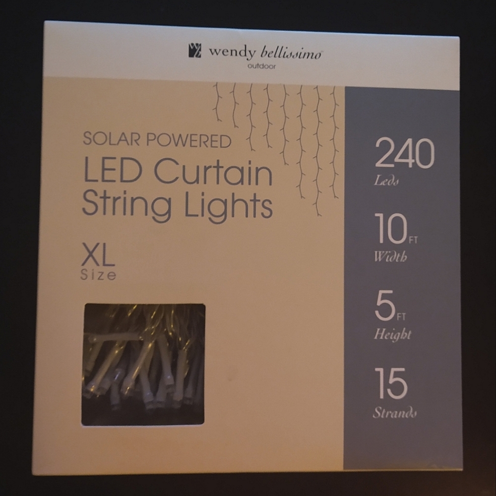 Solar Powered LED Curtain String Lights